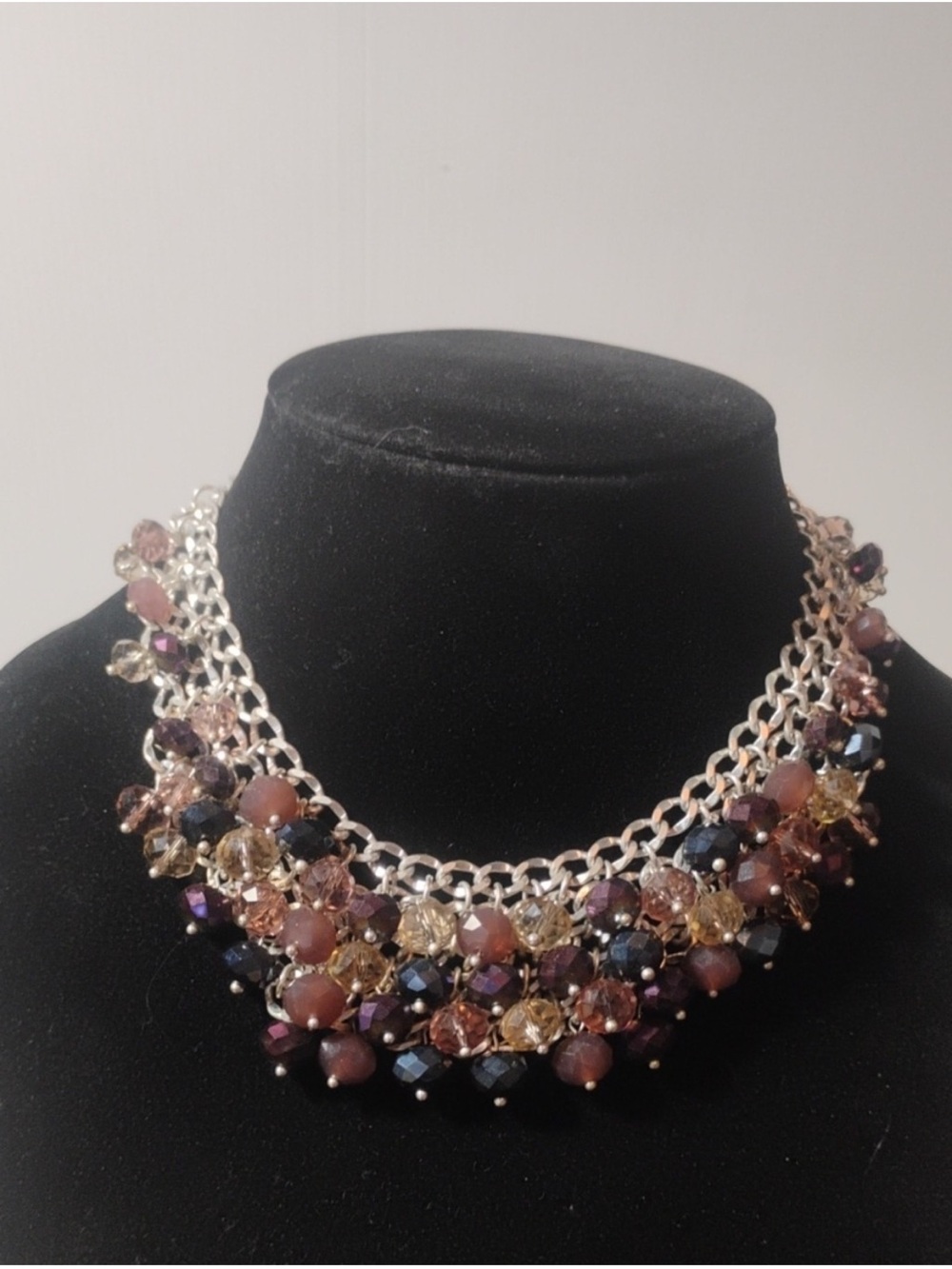Statement Multistrand Necklace with Purple and Brown Beads